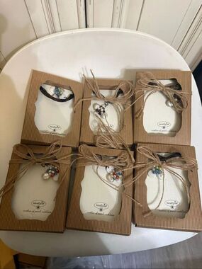 Set of 6 Mud Pie Women's Mother of Pearl Beaded Leather Strand Necklaces NWT
